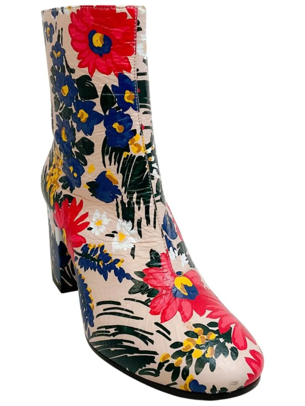 Balenciaga Multi Floral Print Leather Booties - Picture 1 of 12
